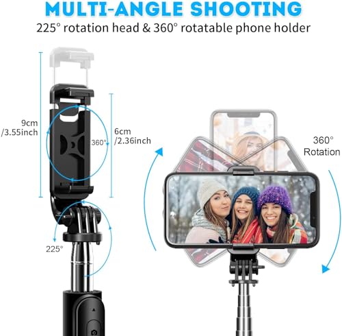 Image of SooPii Bluetooth Selfie Stick Tripod for Phones & Action Cameras - Extendable, Foldable, 360 Rotation, with Detachable Wireless Remote, Compatible with All Smart Phones.