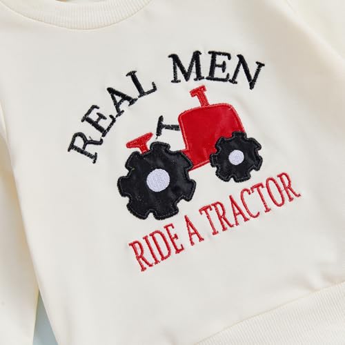Toddler Baby Boy Fall Clothes Tractor Long Sleeve Pullover Sweatshirt Tops Plaid Pants Set Winter Outfit 0-3T4