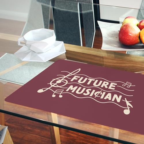 Sets de table en liège Future Musician, napperons rouges grand format chic - 6