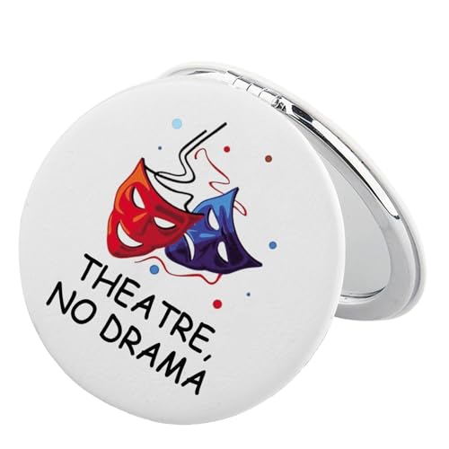 FEELMEM Presentes de teatro, sem drama, espelho compacto, para amantes de teatro, maquilhagem, teatro, máscara de drama, presente para ator e atriz (bege)
