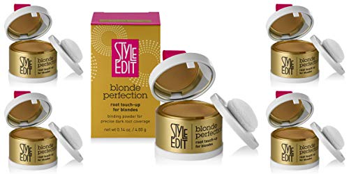 Style Edit Root Touch Up Powder (Pack of 4 + 1 Free) to Cover Up Dark Roots and Grays Between Salon Visits, Water Resistant, Non-Sticky, Compact And Mess-Free, Light Blonde Hair Color (Total of 5)