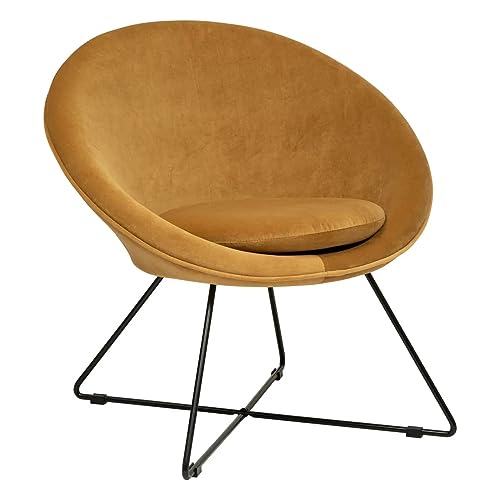 PEGANE Fauteuil en Velours Coloris Ocre - Longueur 76 x Profondeur 67 x Hauteur 73 cm