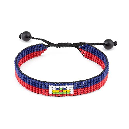 Haiti Flag Bracelet Handmade Bracelet,Adjustable Beaded