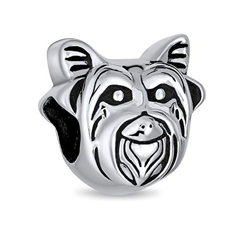 Abalorio de perro Yorkie de plata para lucir en pulseras de mujeres y adolescentes