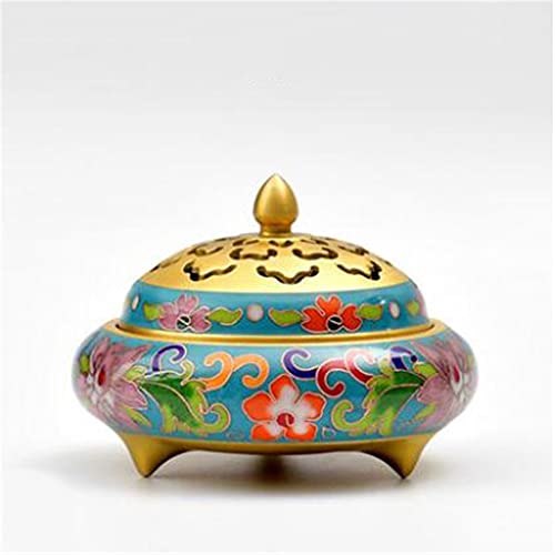 Xykd Cloisonne Brass Censer Metal Enamel Coil Incense Burner Room Decoration Sandalwood Incense Base (Color : D, Size : 9.6Cm*7.7Cm*7Cm) #TOP27