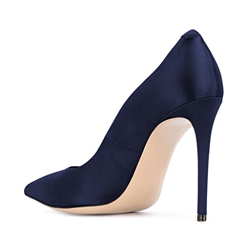FSJ Women Elegant Satin High Heels Pumps Pointed Toe Stilettos Slip On Formal Shoes Size 4-15 US3