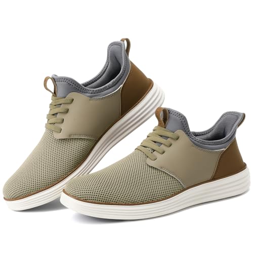 VILOCY Mens Slip On Casual Dress Shoes Hands Free Fashion Sneakers Mesh Tennis Walking Shoes Comfortable Work Shoes Breathable Lightweight Non Slip Khaki,EU40 by VILOCY - Used condition - Image 7