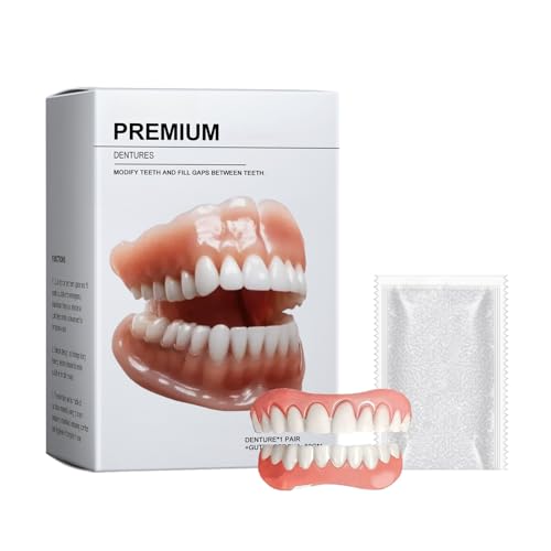 Moldable Teeth - Dentures - Veneers Teeth for Women Men- Upper and Lower Matching Set,Rapid Smile Denture Reline Kit, Fix Your Smile at Within Minutes