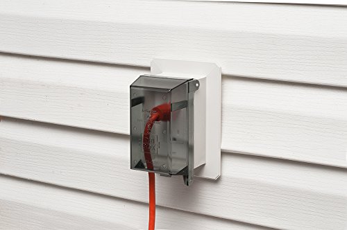 Arlington Industries F8091VC-1 Vertical Electrical Outlet Box for Siding with Clear Cover, White, 1-Pack