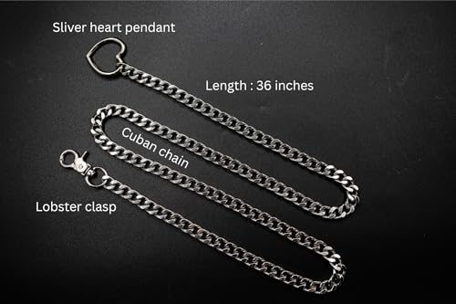 Chunky Gold Choker Necklaces for Women, Long Gold Chain Heart Necklace, 36 Inches Slip Chain Adjustable Lariat Heart Y Necklace for Women and Men, Goth Chunky Heart Necklace Jewlery Gifts4