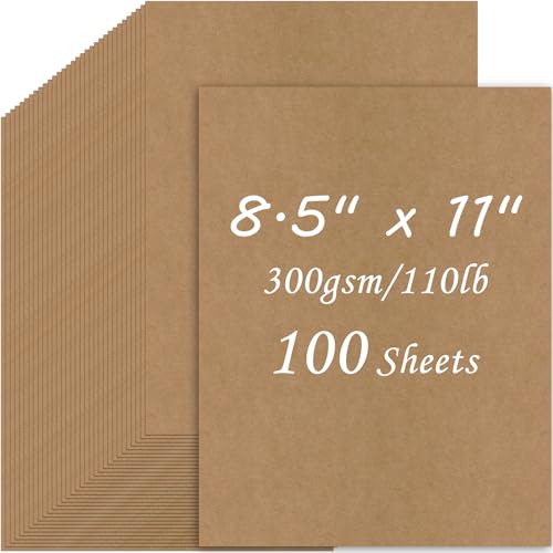 100 Sheets heavyweight Brown Cardstock 8.5 x 11 300gsm/110lb Craft Paper thick Card Stock Construction Paper for Card Making Scrapbooking DIY Crafts Greeting Cards Invitations Menus
