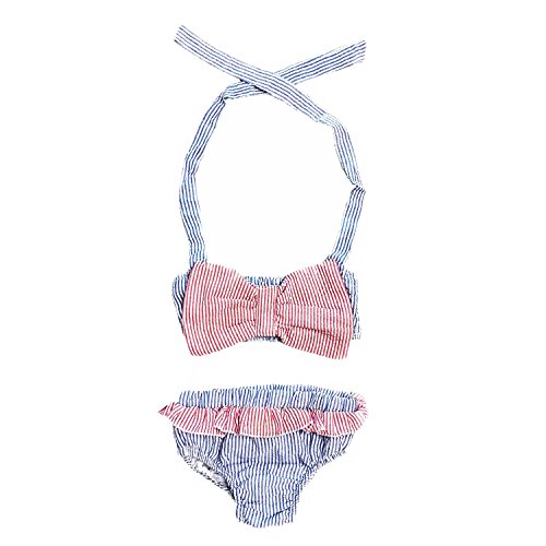 MONOBLANKS Cute Baby Girls Swimwear Bow Seersucker Bikini 2 Piece Swimsuit (2/3t, Red)