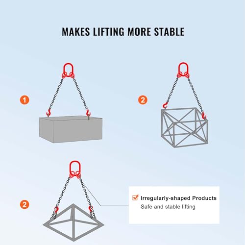 VEVOR Chain Sling, 5/16 inch x 5 ft Lifting Chains with Hooks, G80 Engine Chain Hoist Lifts, 6600 lbs/3 Ton Capacity Lifting Sling Chains for Engine Hoist, Engine Lift Chain with 2 Leg Grab Hooks by VEVOR - Image 4