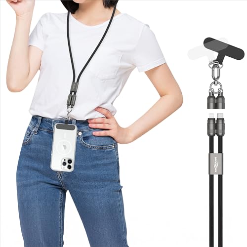 ANSMANN Chaîne pour téléphone portable universelle, Lanyard câble USB C 120cm, sangle pour téléphone portable à porter autour du cou, USB C sur Lightning