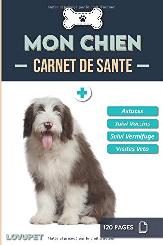 Carnet de Santé - Mon Chien: Carnet de santé et de suivi pour chiens | Bearded collie | 120 pages | Format 15,24 x 22,86 cm