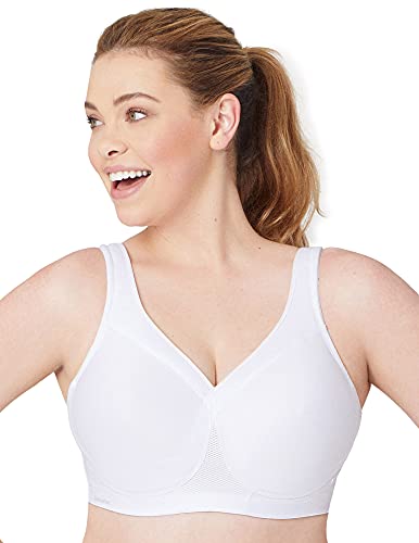 Glamorise Full Figure Plus Size MagicLift Seamless Sports Bra Wirefree #1006 White Glamorise Full Figure Plus Size MagicLift Seamless Sports Bra Wirefree #1006 White