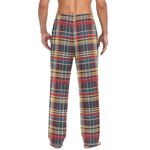 Men's Pajama Pants Plaid Pattern Geometric PJ Bottoms with Pockets, Sleepwear & Lounge Sleep Pants for Men2