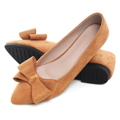 Image of TN TANGNEST Flats Shoes Women Comfort Casual Loafers | Classic Pointed Toe Bowknot Flats Cute Slip On Flats, Wear to Work Travel Walk