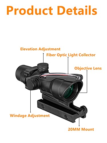 ACEXIER 4X32 Taktisches Zielfernrohr Echtfaser Grüner Roter Punkt beleuchtetes geätztes Absehen Optisches Visier Armbrust für die Jagd