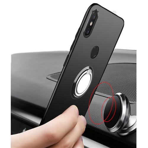 Capa de celular com suporte de anel traseiro em TPU macio e silicone para Xiaomi Poco C75 PocoC75 Redmi14C 2411DRN47C, preta, para Redmi 14C