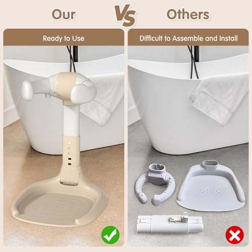 Image of Foldable Baby Shower Stand Support, Adjustable Baby Bath Stand, No Assembly Toddler Bathtub Standing, Anti-Slip Soporte para Banera de Bebe, Toddler Standing Up Shower Support for Babies (Khaki)