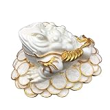 GOOFFY Car Decoration Money Toad Statue, Three Legged Toad with Coin, Feng Shui Wealth Money Frog, L