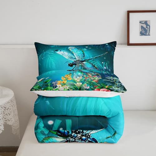 Image of Feelyou Dragonfly Bedding Set Queen Size 3Pcs for Boys Girls Children