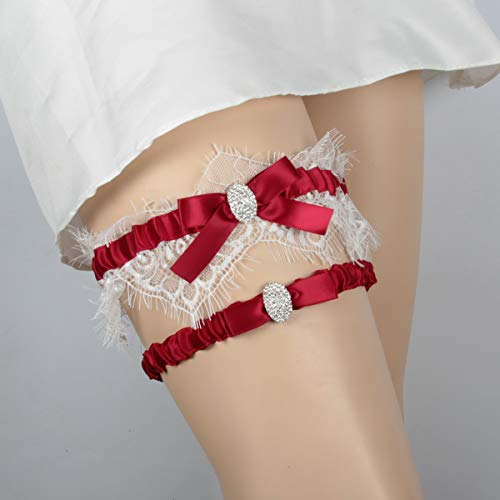 Image of White Lace Wedding Garters Bridal Garter Set for Women Bride Garters With something Blue