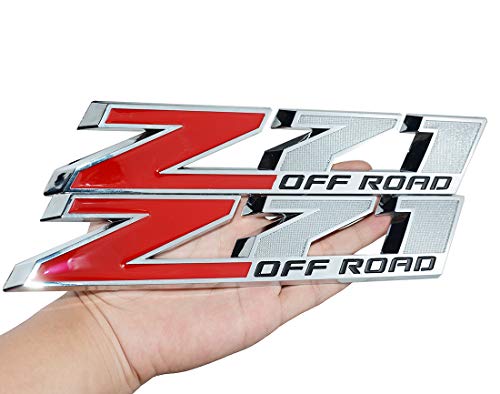 Image of 2Pack Offroad Rear Trunk Emblems Door Side Sport Badge Nameplate Lettter Compatible with Z71 Off Road 10 inch (Red Silver Black)