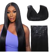 Docrit Seamless Clip in Hair Extensions Real Human Hair Clip in Extensions Straight 7pcs 110g Nat...