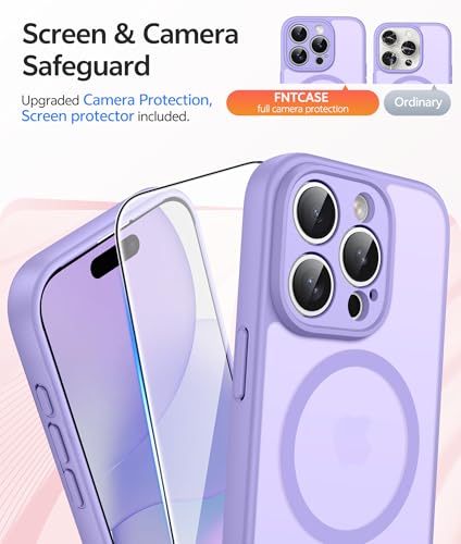 Image of FNTCASE for iPhone 15 Pro Case: [Compatible with Magsafe] Translucent Matte Cases with [Full Camera Protection] [Screen Protector] Military Grade Shockproof Protective Phone Cover - Light Purple