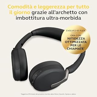 Jabra Evolve 2 65 Flex Cuffie Stereo Wireless Bluetooth, tecnologia di cancellazione del rumore Jabra ClearVoice e ANC ibrida Certificate per MS Teams Nero