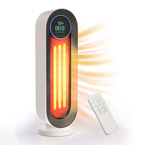 Heizlüfter Energiesparend Leise - iceagle Heizung Elektrisch 2000 Watt mit Fernbedienung | PTC Keramik Heizlüfter mit 3 x Heizstufen, Überhitzungs- und Kippschutz, 1-12 Std. Timer Cover