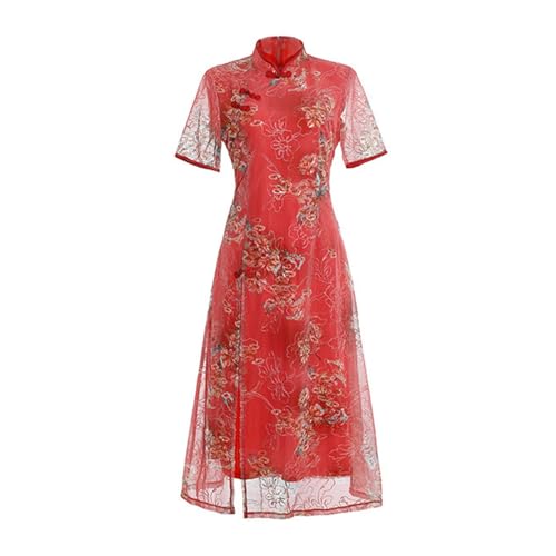 RZIHOI Summer Long Style Vietnamese Traditional Ao Dai Cheongsam Qipao