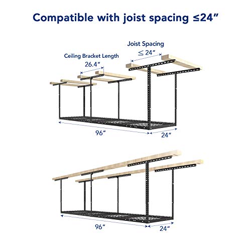 FLEXIMOUNTS-2x8-Overhead-Garage-Ceiling-Storage-Rack-Organization-Black-400lbs-Weight-Capacity-22-40-Adjustable-Organization-System-Heavy-Duty-Metal-Ceiling-Racks-Classic-Series