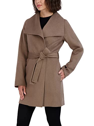 Image of TAHARI Women's Double-faced Luxury Soft Wool Blend Peacoat- Wrap Wool Coat With Removable Belt