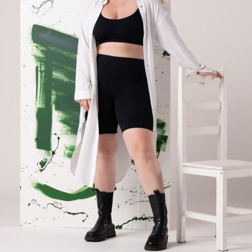 Bermuda térmica feminina sem costura anti assadura academia corrida esportes (M (42/44), Preto)