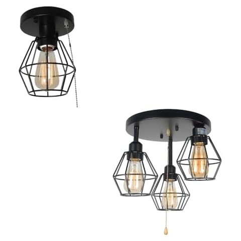 Baiwaiz Industrial Metal Cage Ceiling Light Fixtures Bundle Cover
