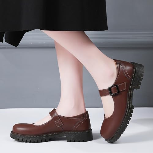 Image of XMM Mary Jane Shoes Women Flat Mary Janes for Womens Comfort Dressy Casual School Cute Non-Slip Work Shoes