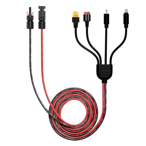 Leehitech - Kit de conector de panel solar 1 a 4, divisor de cable de extensión de panel solar (XT60,...