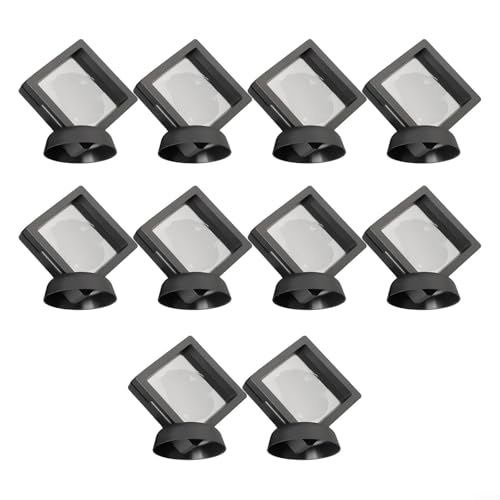 Caja de soporte de marco flotante 3D transparente para joyas para anillos y monedas, 510 unidades, almacenamiento multiusos con marco de plástico y película transparente (blanco, 5 piezas)