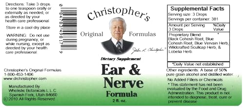 Image of Christopher's Original Formulas Ear and Nerve Extract, Nervous System Support, 2 fl oz