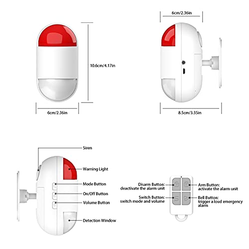 Motion Sensor Alarm, Pir Indoor Motion Detector With Siren, 125Db Motion Detector With Remote Control(White) #TOP6
