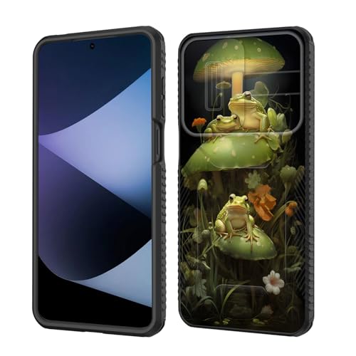 wiaekosef for Moto G Play 4G 2024 Case Built in Slide Camera Lens Cover,Heavy Duty Shockproof Protection Dual Layer Case for Motorola Moto G Play 4G 2024 6.5 inch,Cute Frog Mushroom