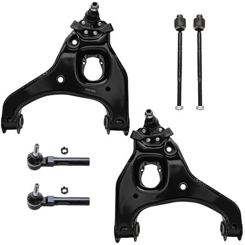Image of Detroit Axle - RWD Front End Control Arms Kit for 1999-2006 Chevy Silverado 1500 GMC Sierra 1500, 2 Lower Control Arms w /Ball Joints 4 Inner & Outer Tie Rods 2000 2001 2002 2003 2004 2005 Replacement