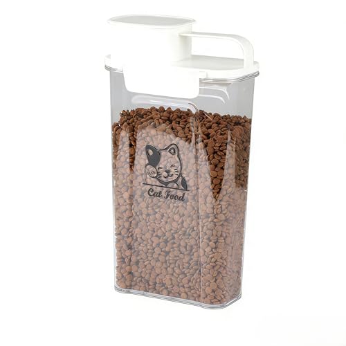 4lb Pet Food Storage Container,Airtight Cat Food Storage Bin with Pour Spout,Plastic Cat Food Storage Containers for Small Dog & Small Animals,Portable Pet Food Dispenser BPA Free/Clear