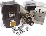RATTMMOTOR 2.2kW 220V Wassergekühlter Spindelmotor mit 14 Stück ER20 Spannzangen und VFD Frequenzumrichter und 80mm Spindelmotor Halterung Clamp und 75W Wasserpumpe mit 6M Rohr für CNC Fräsmaschine