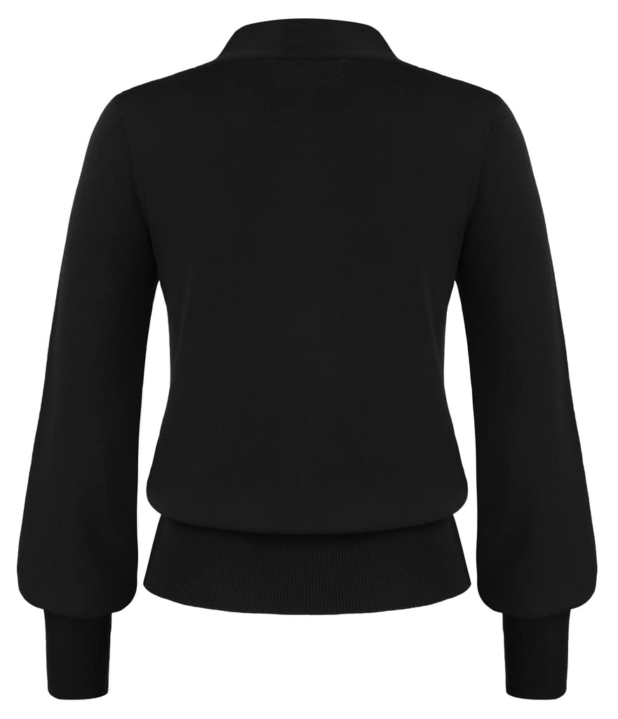 GRACE KARIN Blusa Elegante Donna a Manica Lunga Scollo a V con Fiocco Tinta Unita da Ufficio