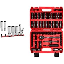 LLNDEI 7PCS 3/8-Inch Drive Spark Plug Socket Set & 3/8-Inch Drive Impact Socket Set
