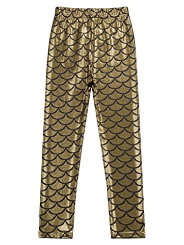 Girls Kids Shiny Metallic Yoga Active Leggings Thick Warm Athletic Tights Fleece Pants for Workout Fitness Sports3